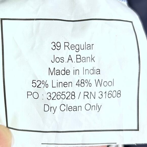 Jos A Bank sportcoat men's 38 R Scottish plaid linen‎ wool gray Tailored brrr - Picture 14 of 14